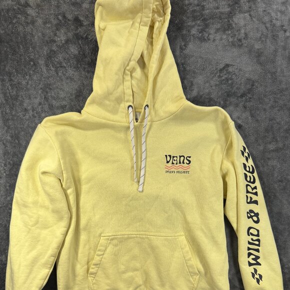 VANS Park Project Yellow Hoodie Sweatshirt Drawstring Pockets Logo Size Small - Picture 1 of 9
